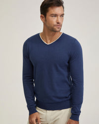 TIPPING V-NECK KNITTED TOP MENS KNITWEAR