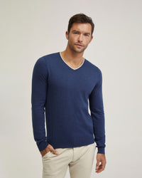 TIPPING V-NECK KNITTED TOP MENS KNITWEAR