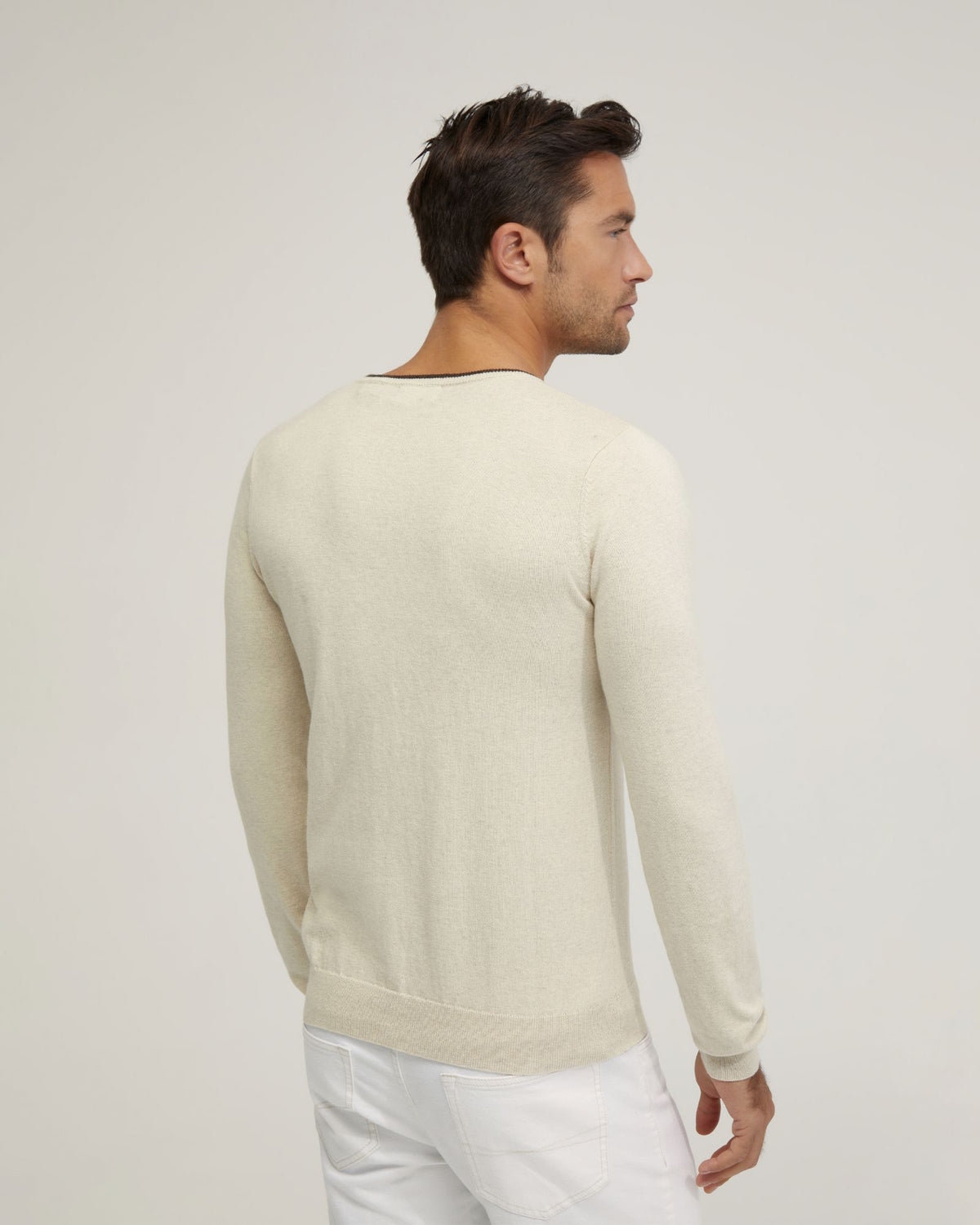 TIPPING V-NECK KNITTED TOP MENS KNITWEAR