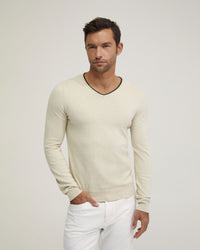 TIPPING V-NECK KNITTED TOP MENS KNITWEAR