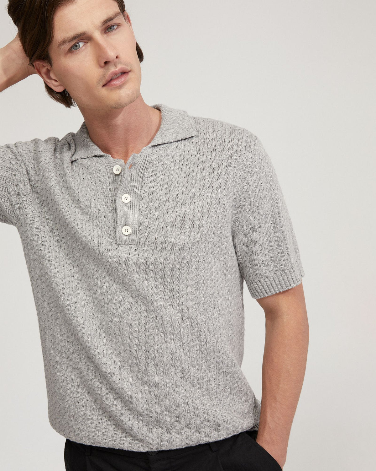 Harrison Cable Knit Polo - Available ~ 1-2 weeks MENS KNITWEAR