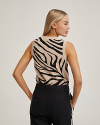 ZEBRA KNITTED VEST WOMENS KNITWEAR