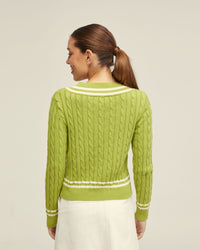 MAXIE COTTON V-NECK CABLE KNIT WOMENS KNITWEAR