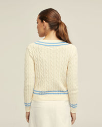 MAXIE COTTON V-NECK CABLE KNIT WOMENS KNITWEAR