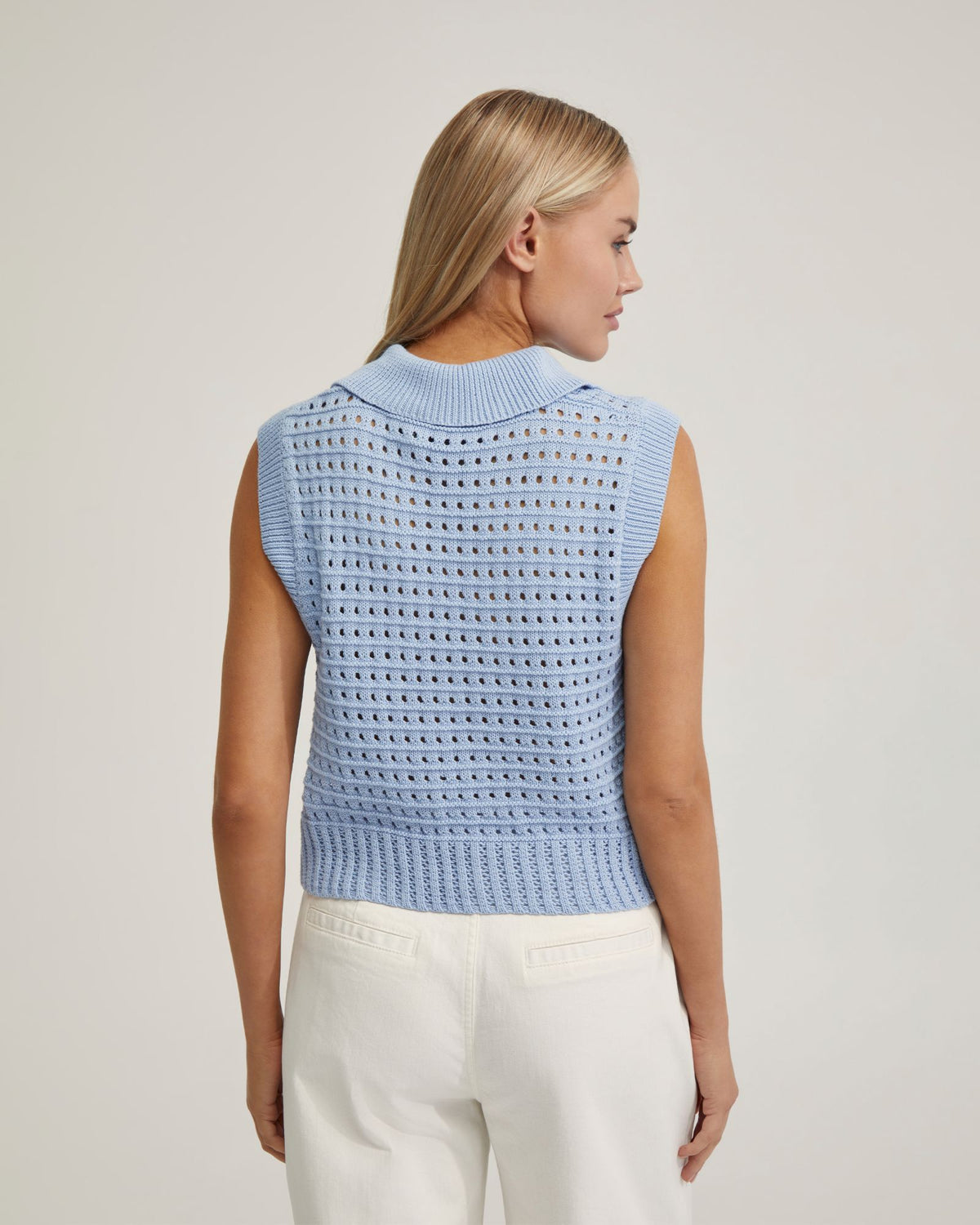 TORY COTTON KNITTED VEST WOMENS KNITWEAR