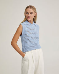 TORY COTTON KNITTED VEST WOMENS KNITWEAR