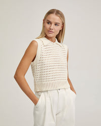 TORY COTTON KNITTED VEST WOMENS KNITWEAR