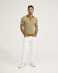 LOUIS JACQUARD KNITTED POLO MENS KNITWEAR