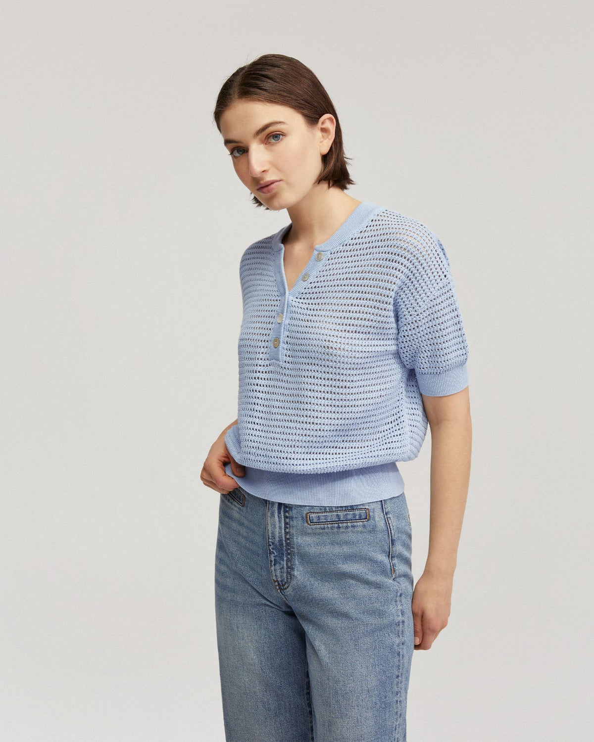 GITA KNITTED BUTTON TOP WOMENS KNITWEAR