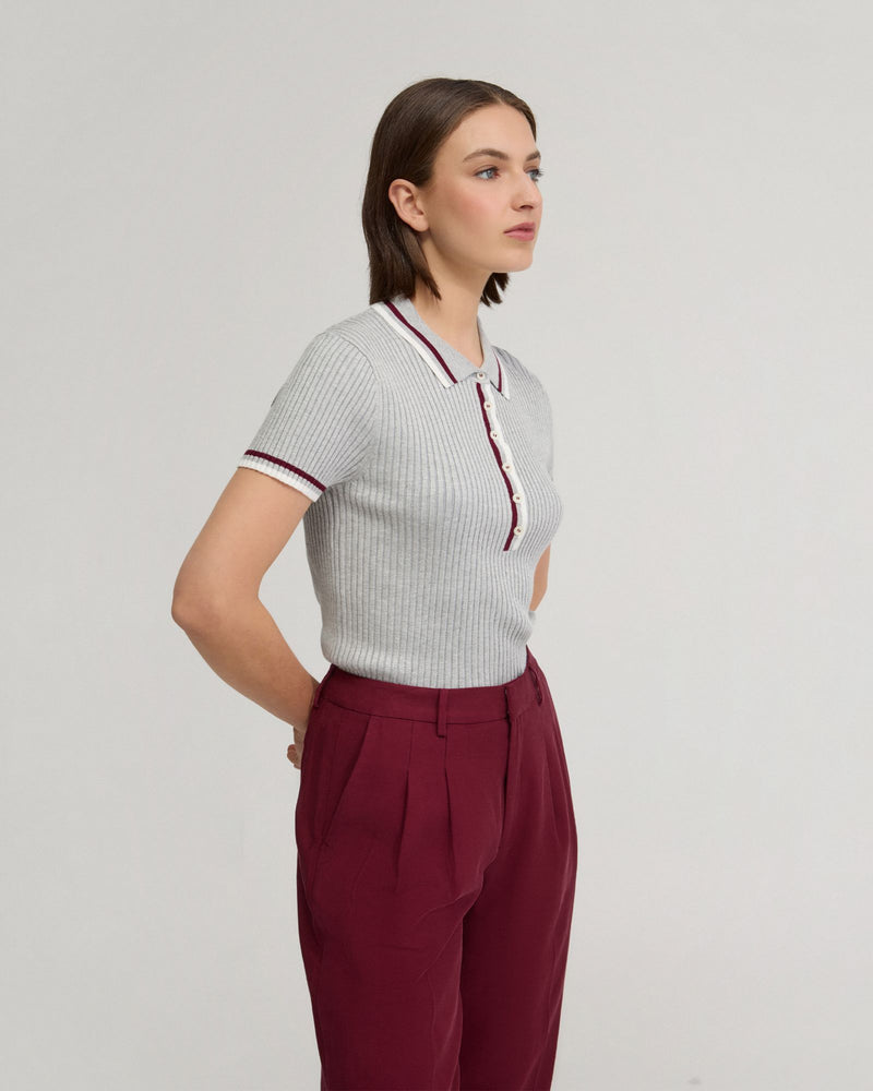 Pascale Rib Polo Top WOMENS KNITWEAR