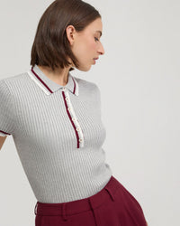 Pascale Rib Polo Top WOMENS KNITWEAR