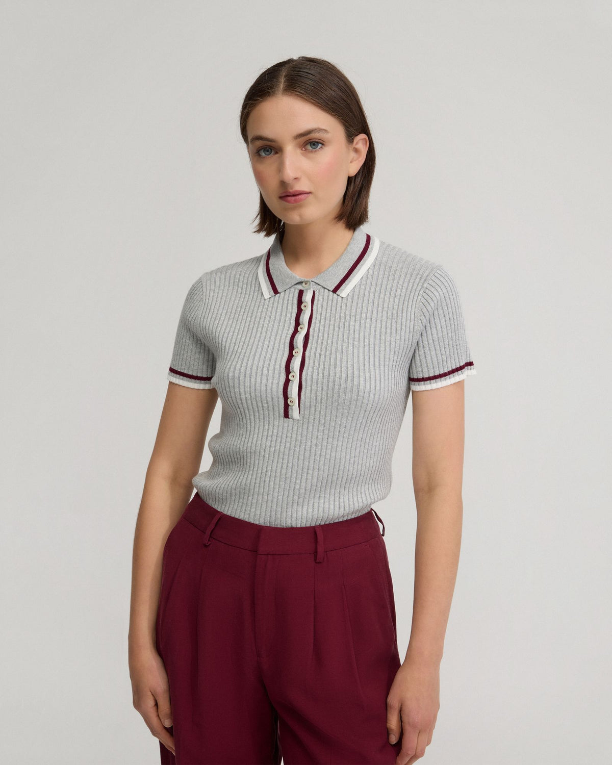 Pascale Rib Polo Top WOMENS KNITWEAR