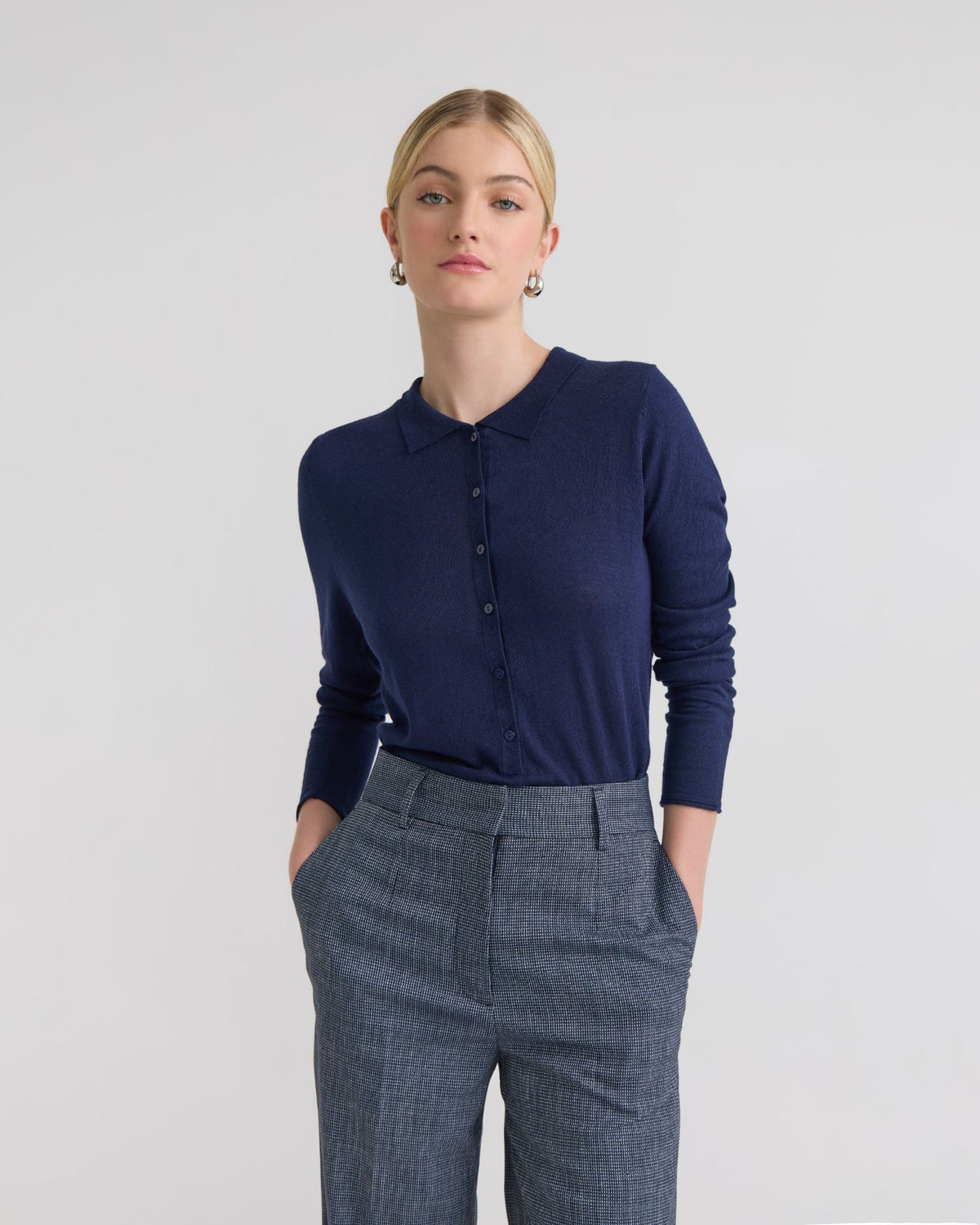 Edwina Silk Blend Polo Collar Knit WOMENS KNITWEAR