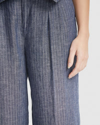 SONIA PINSTRIPE LINEN PANTS WOMENS PANTS