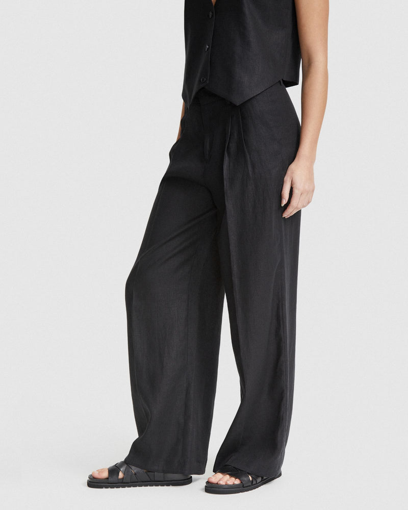 SONIA LINEN WIDE LEG PANTS WOMENS PANTS