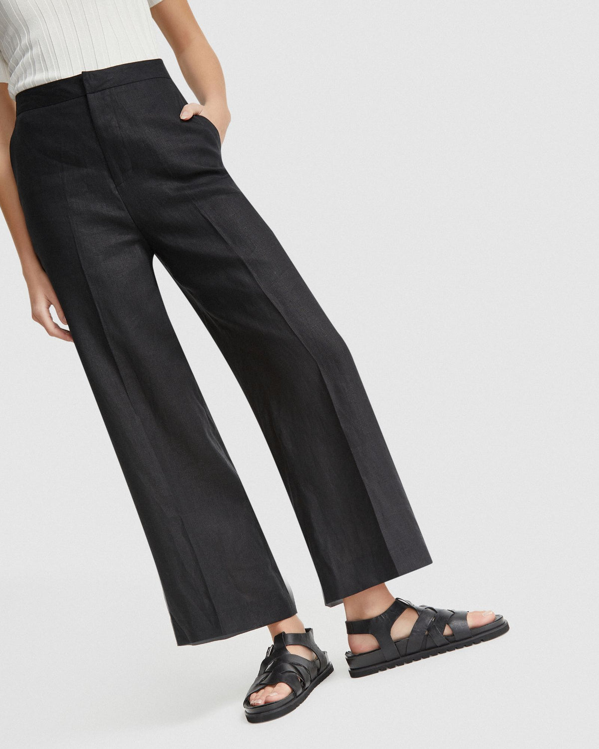 Nex Cropped Charcoal Linen Pants | Linen pants, Effortless style, Workout  pants
