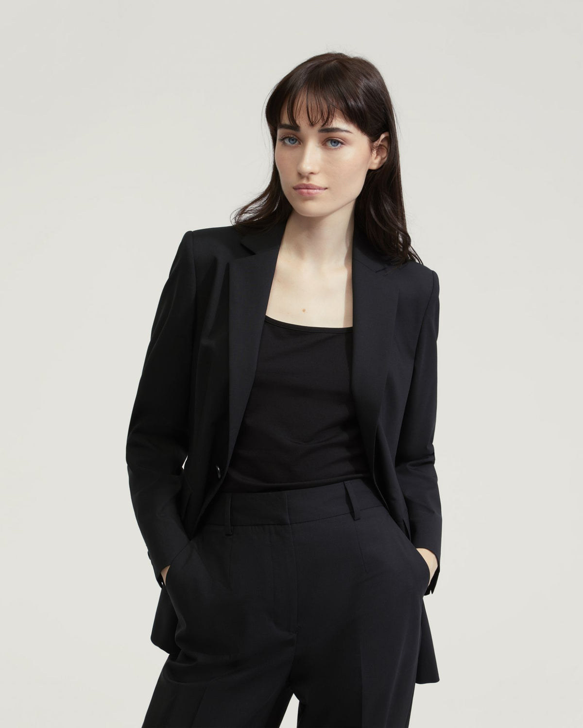 EBONY WOOL STRETCH SUIT JACKET WOMENS SUITS JKTS COATS