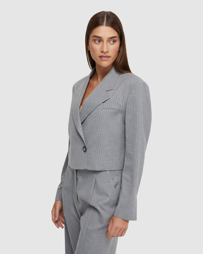 ELLIS PINSTRIPE SUIT JACKET WOMENS SUITS JKTS COATS