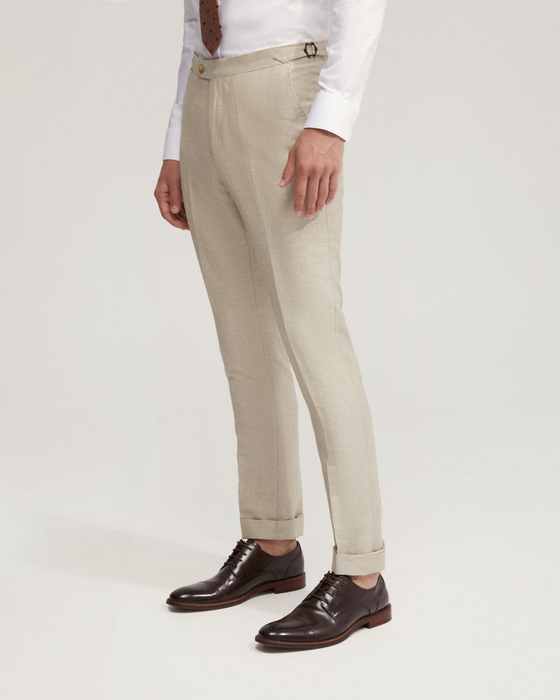 BYRON WOOL LINEN CUFFED SUIT TROUSERS MENS SUITS