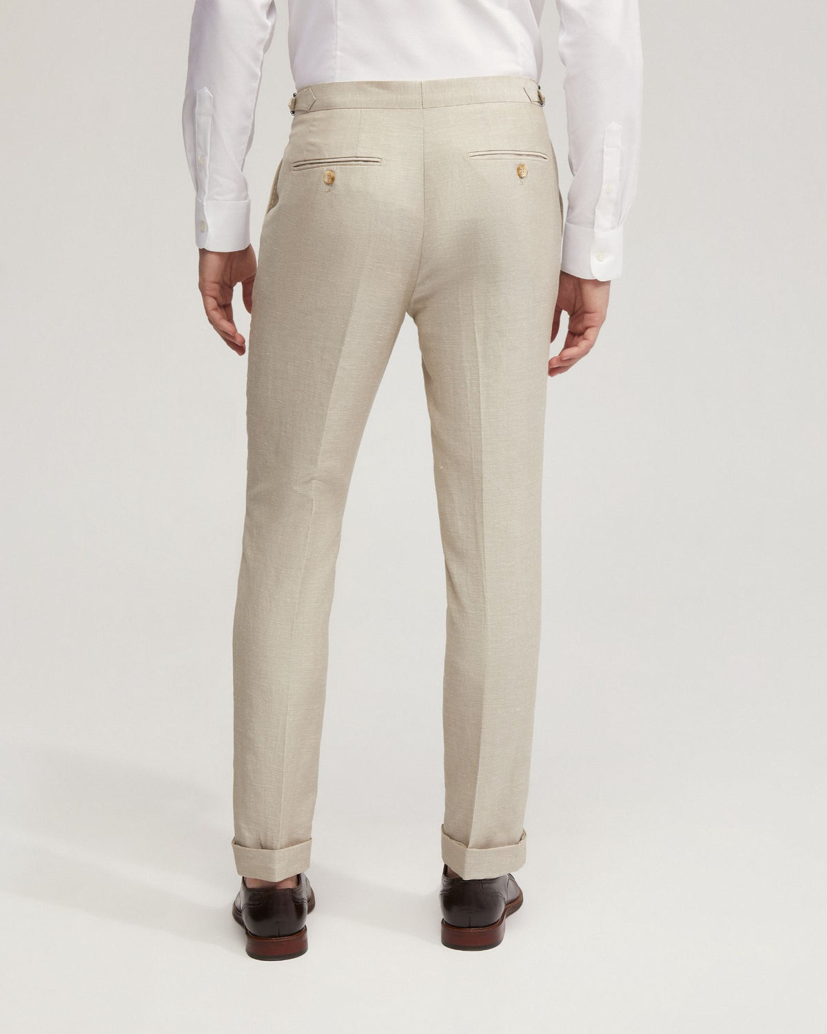 BYRON WOOL LINEN CUFFED SUIT TROUSERS MENS SUITS