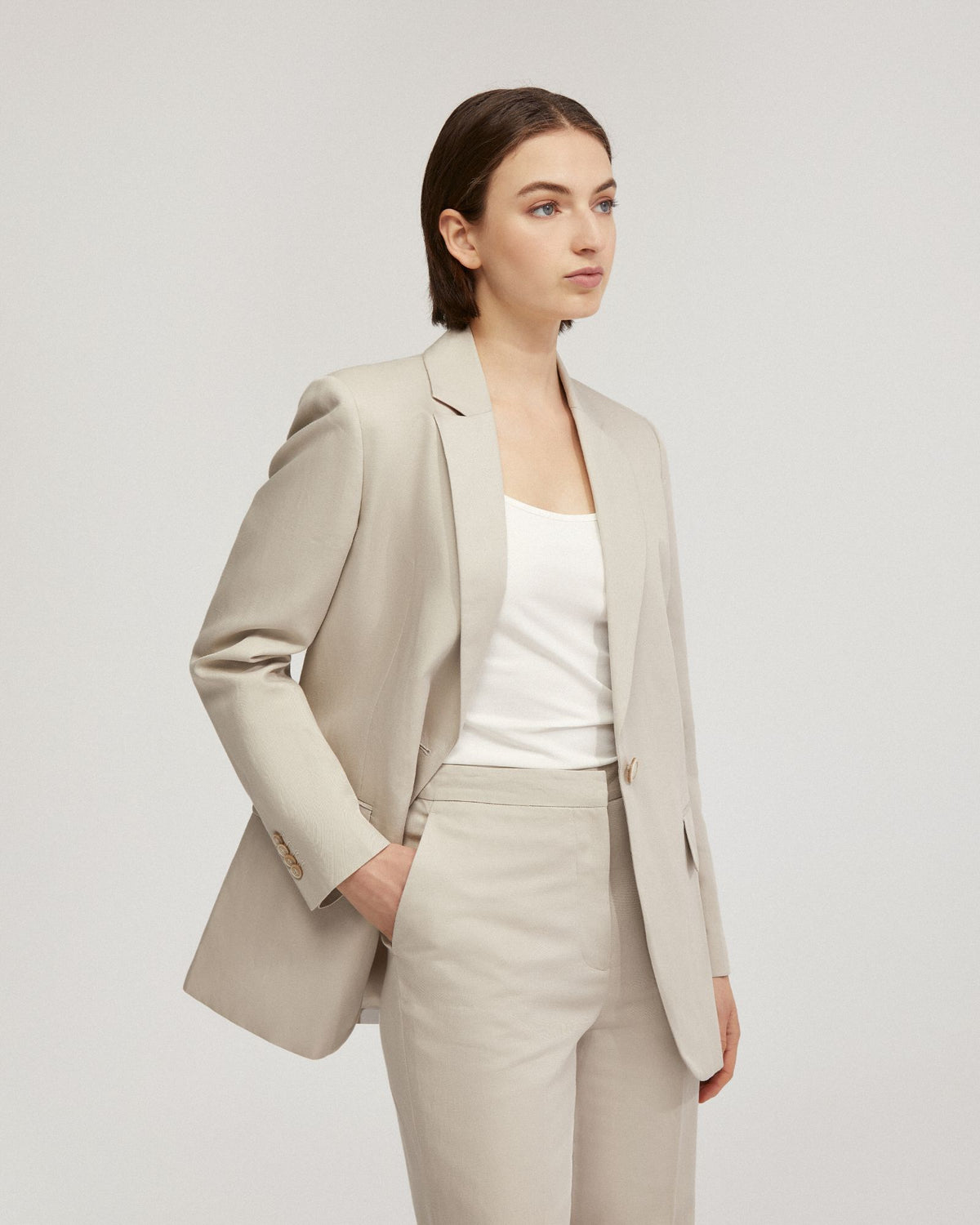 Linen blend jacket ladies hotsell