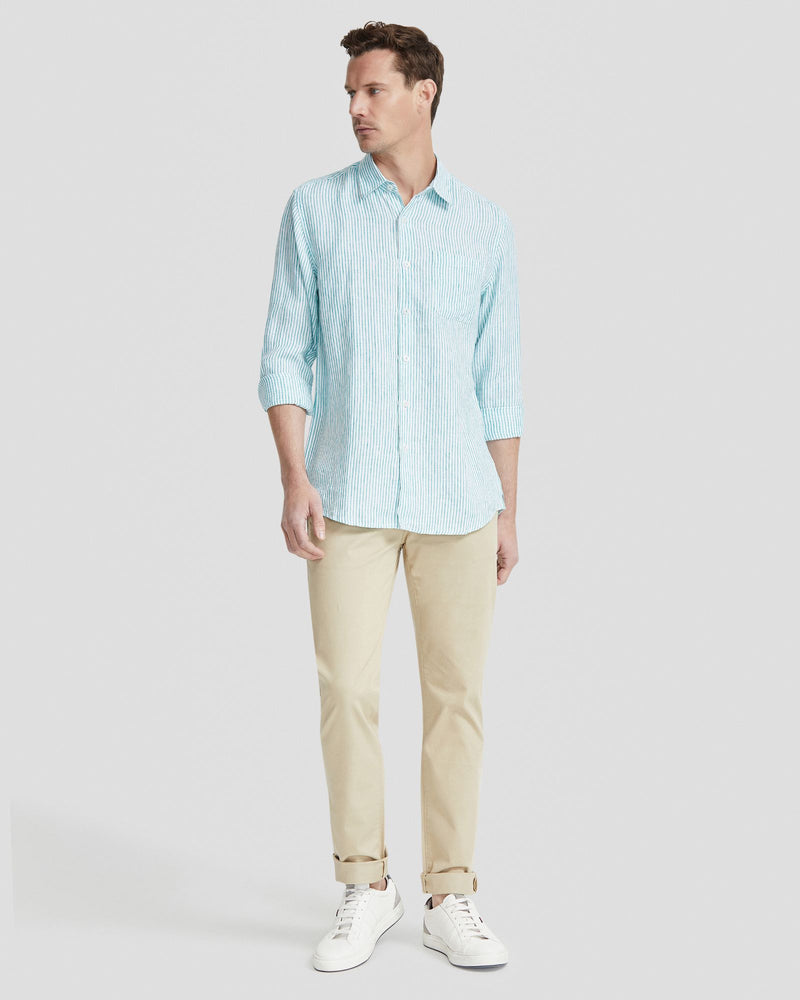 HOLLOWAY PURE LINEN STRIPE SHIRT MENS SHIRTS