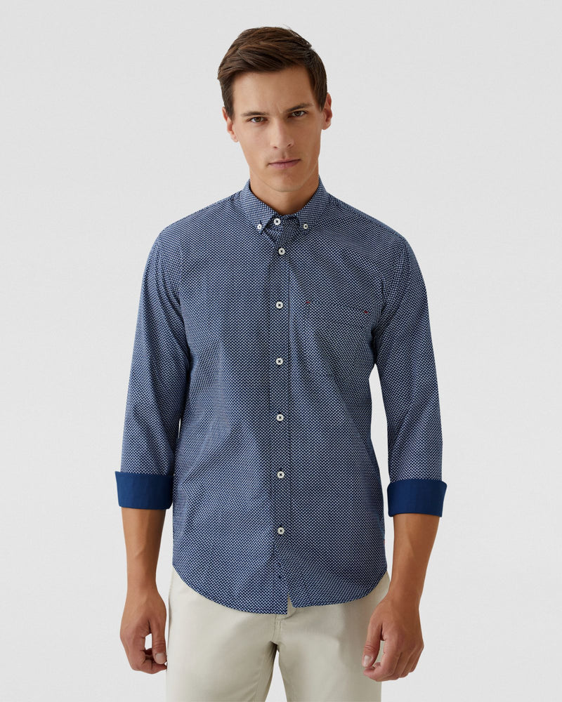 STRATTON PRINTED COTTON SHIRT MENS SHIRTS