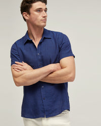 LEYTON PURE LINEN SHORT SLEEVE SHIRT MENS SHIRTS