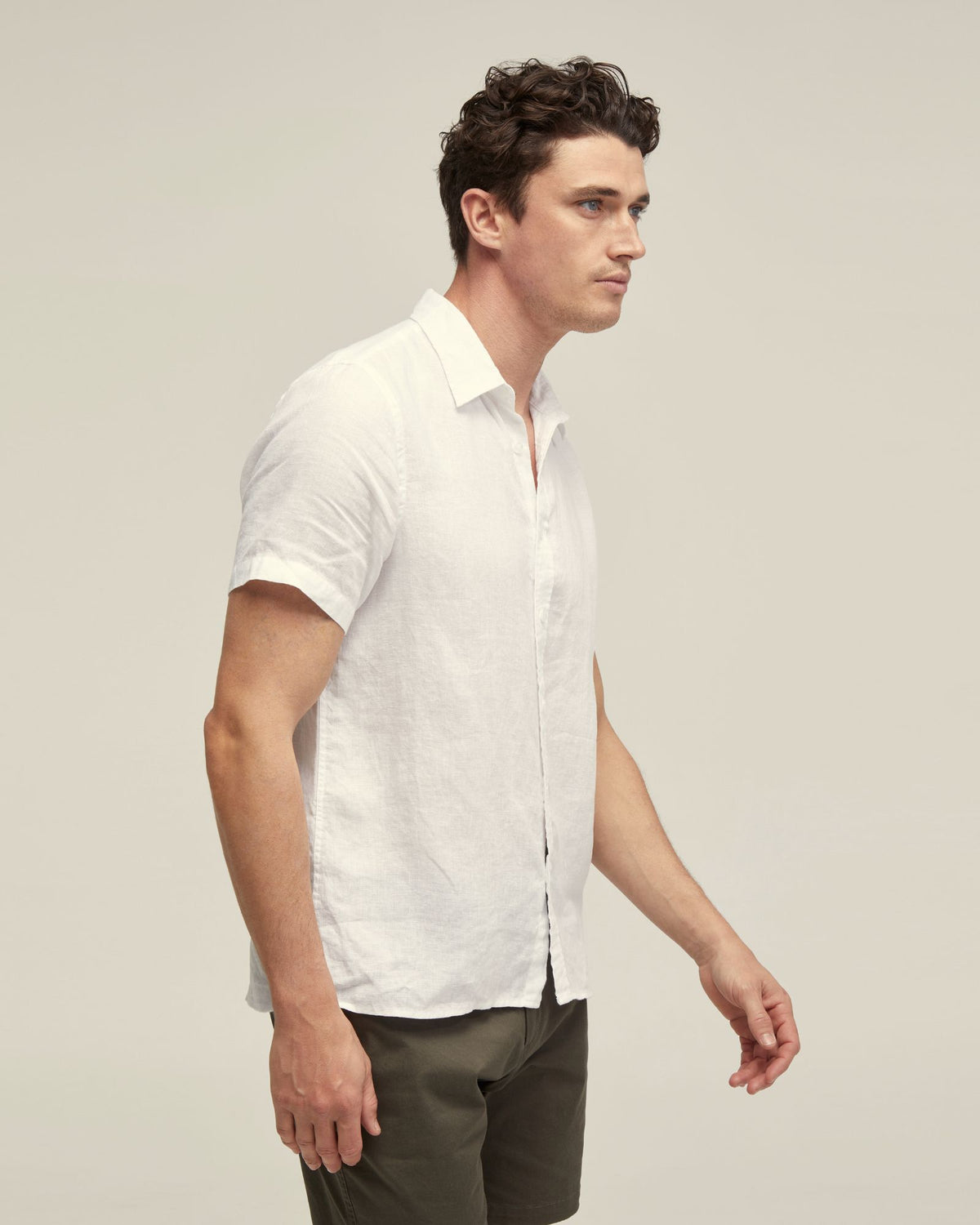 LEYTON PURE LINEN SHORT SLEEVE SHIRT MENS SHIRTS