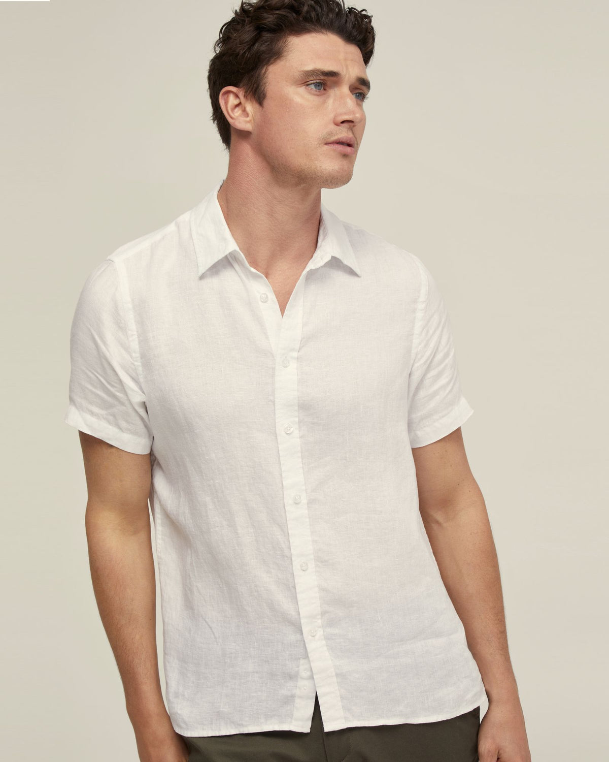 LEYTON PURE LINEN SHORT SLEEVE SHIRT MENS SHIRTS