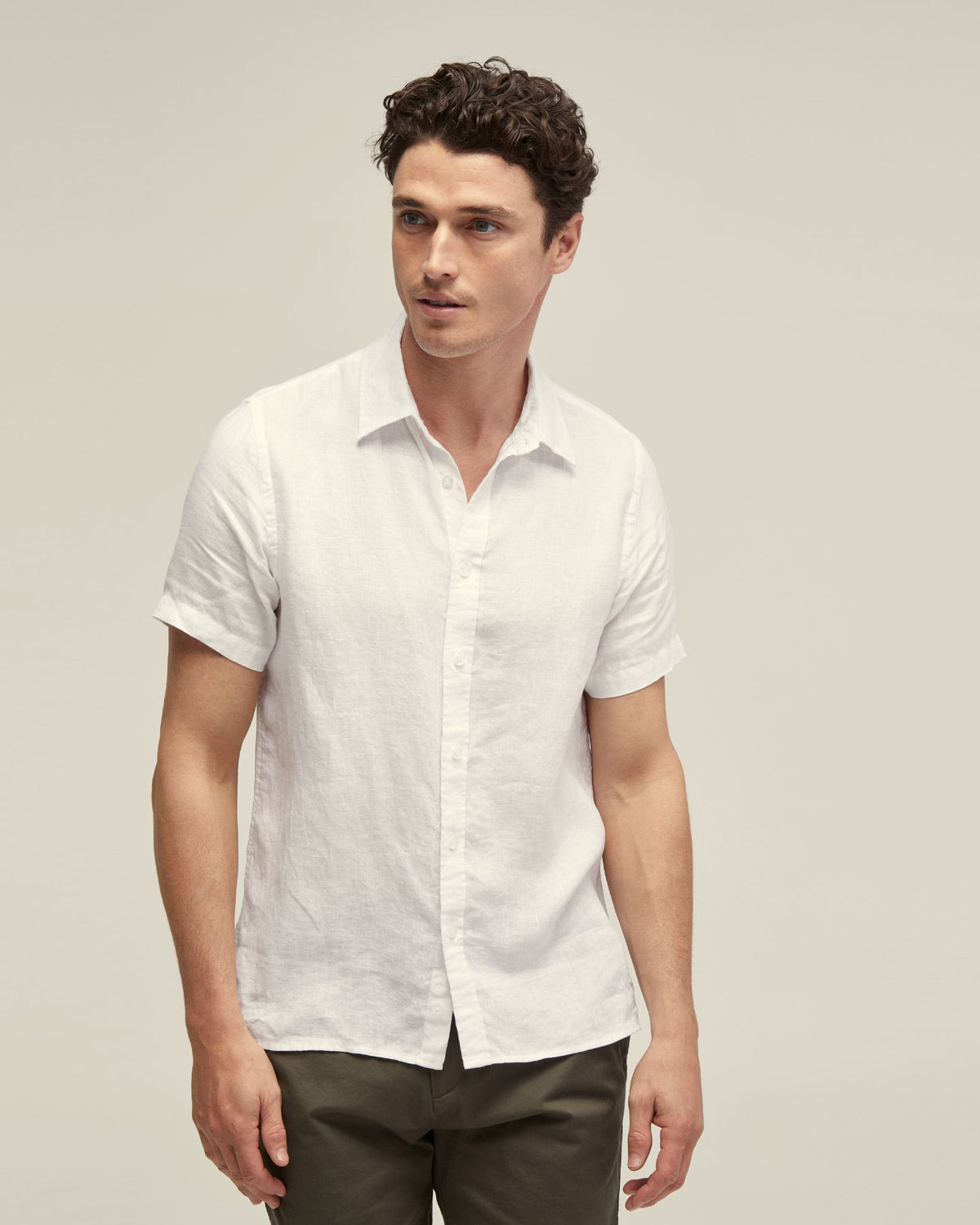 LEYTON PURE LINEN SHORT SLEEVE SHIRT MENS SHIRTS