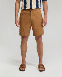 Rocco Zip Front Linen Blend Shorts MENS SHORTS