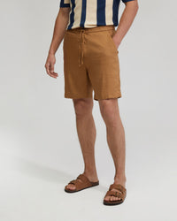 Rocco Zip Front Linen Blend Shorts MENS SHORTS