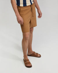 Rocco Zip Front Linen Blend Shorts MENS SHORTS