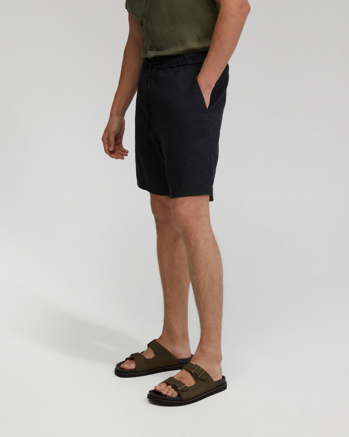 Rocco Zip Front Linen Blend Shorts MENS SHORTS