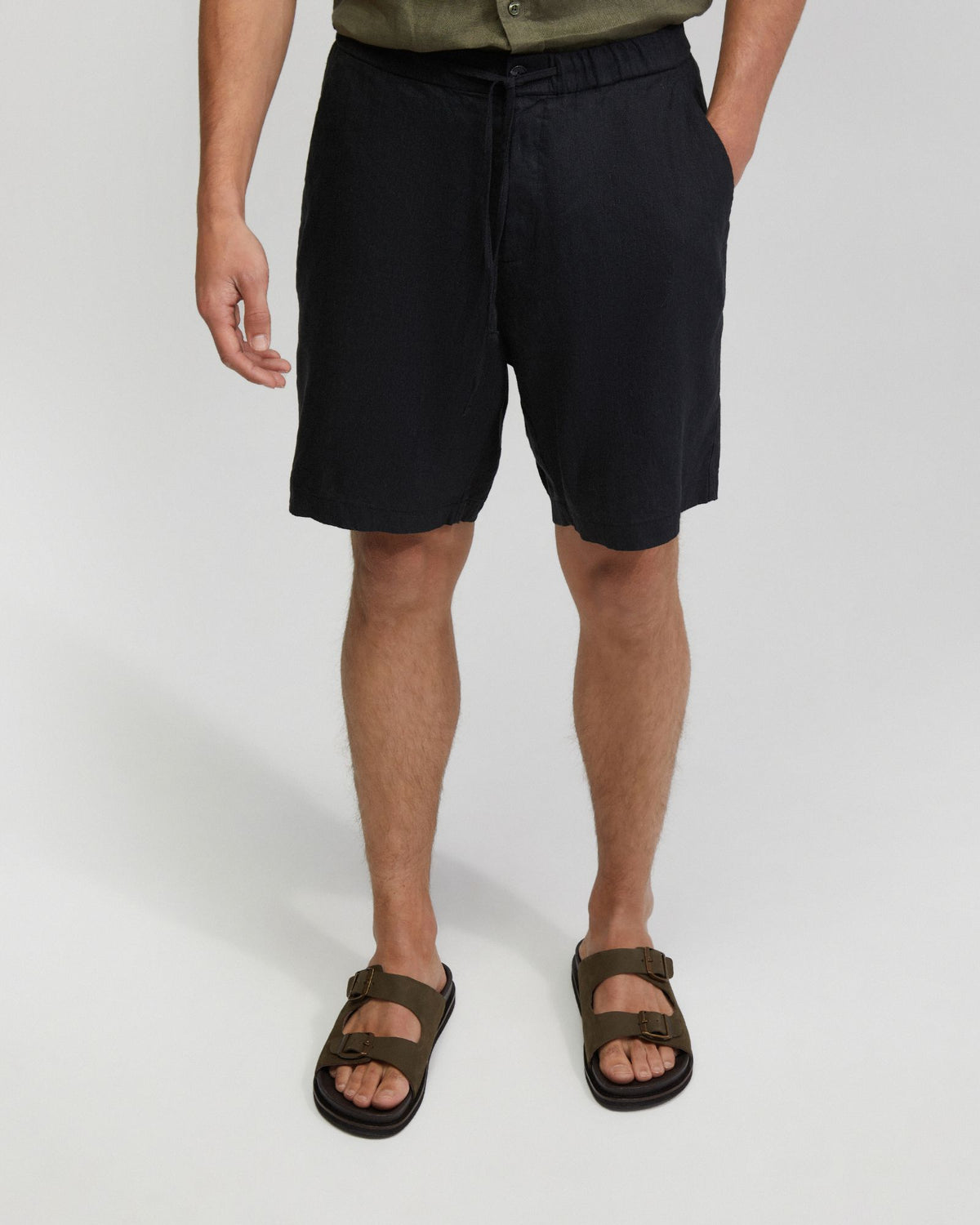 Rocco Zip Front Linen Blend Shorts MENS SHORTS