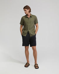 Rocco Zip Front Linen Blend Shorts MENS SHORTS