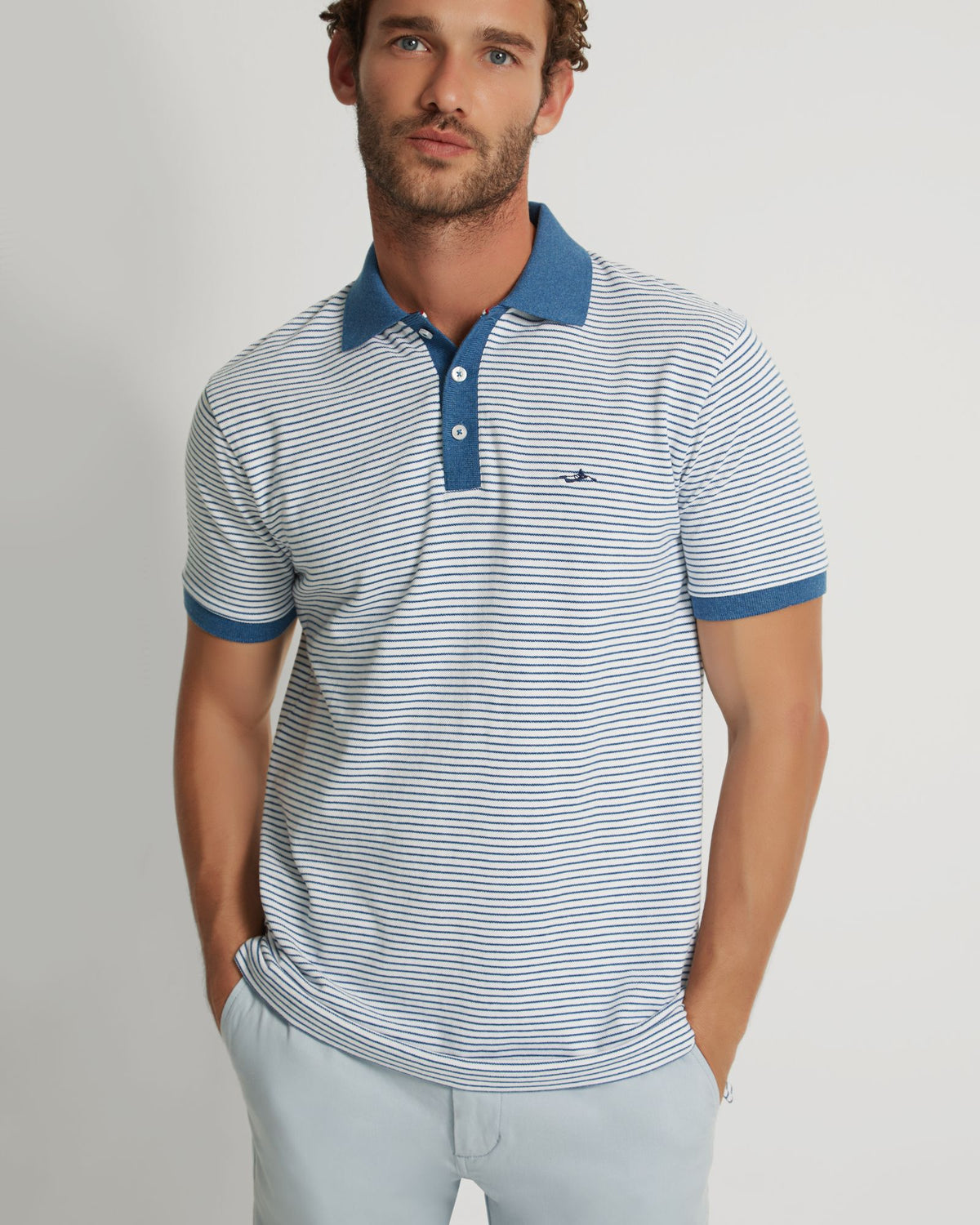 MACK STRIPED ORGANIC COTTON POLO MENS KNITS