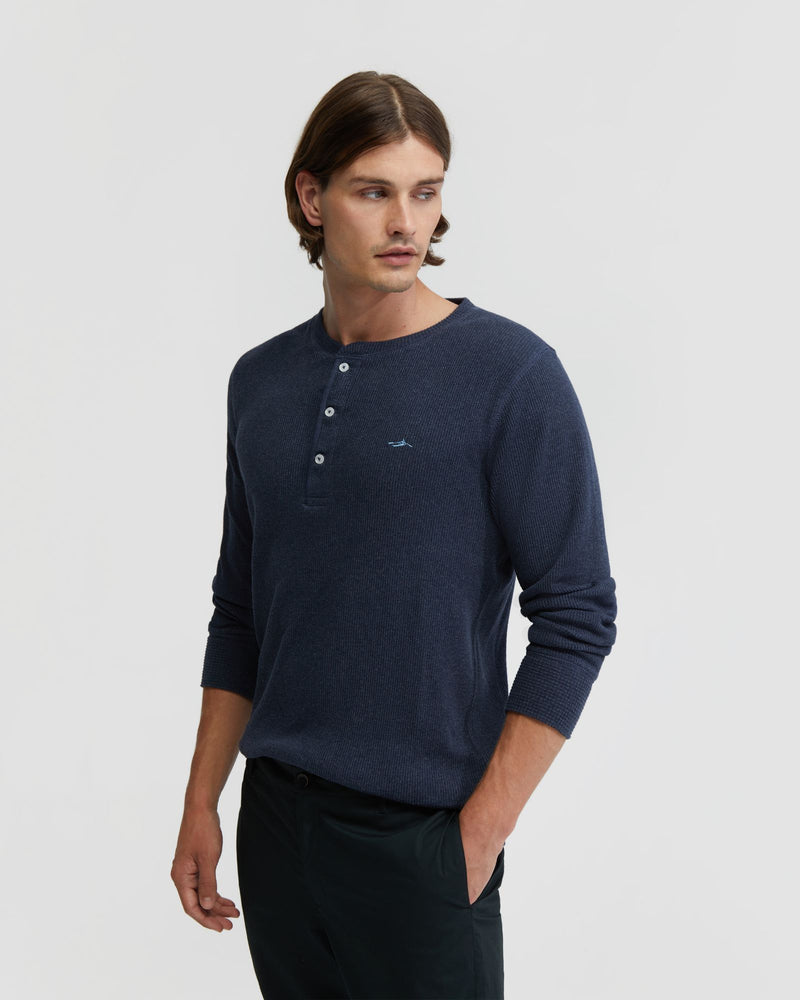 HENRY ORGANIC COTTON WAFFLE LONG SLEEVE TEE MENS KNITS