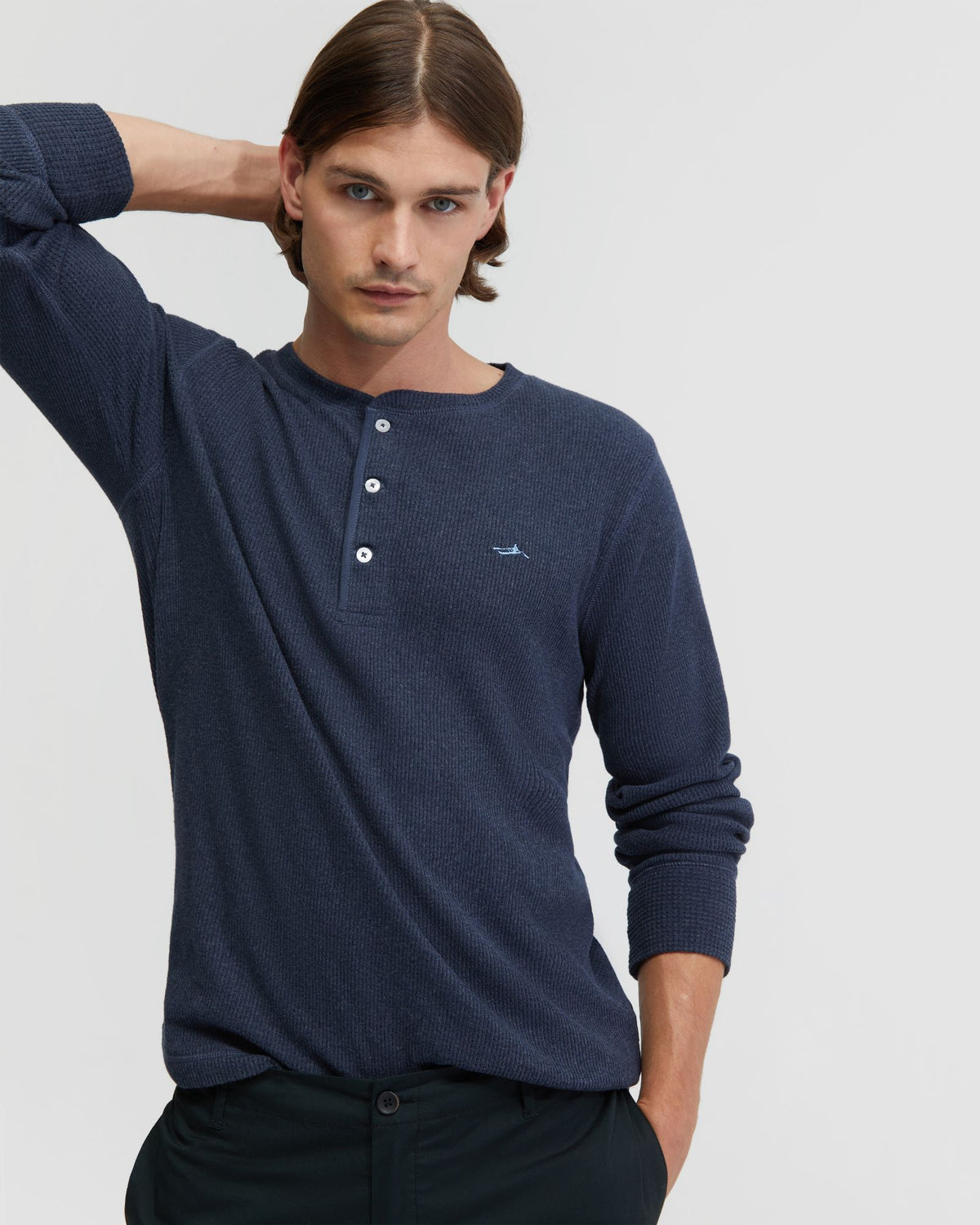 HENRY ORGANIC COTTON WAFFLE LONG SLEEVE TEE MENS KNITS