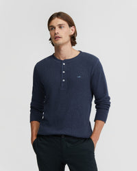 HENRY ORGANIC COTTON WAFFLE LONG SLEEVE TEE MENS KNITS