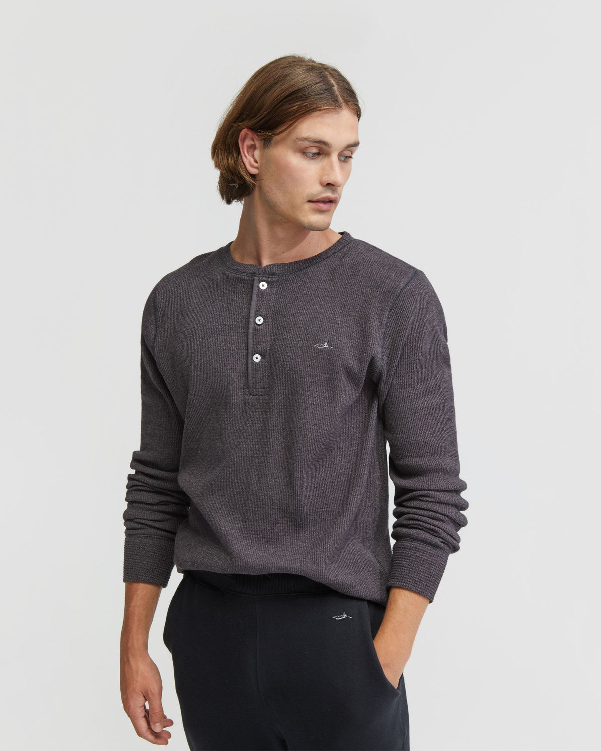 HENRY ORGANIC COTTON WAFFLE LONG SLEEVE TEE MENS KNITS