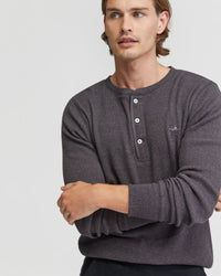 HENRY ORGANIC COTTON WAFFLE LONG SLEEVE TEE MENS KNITS