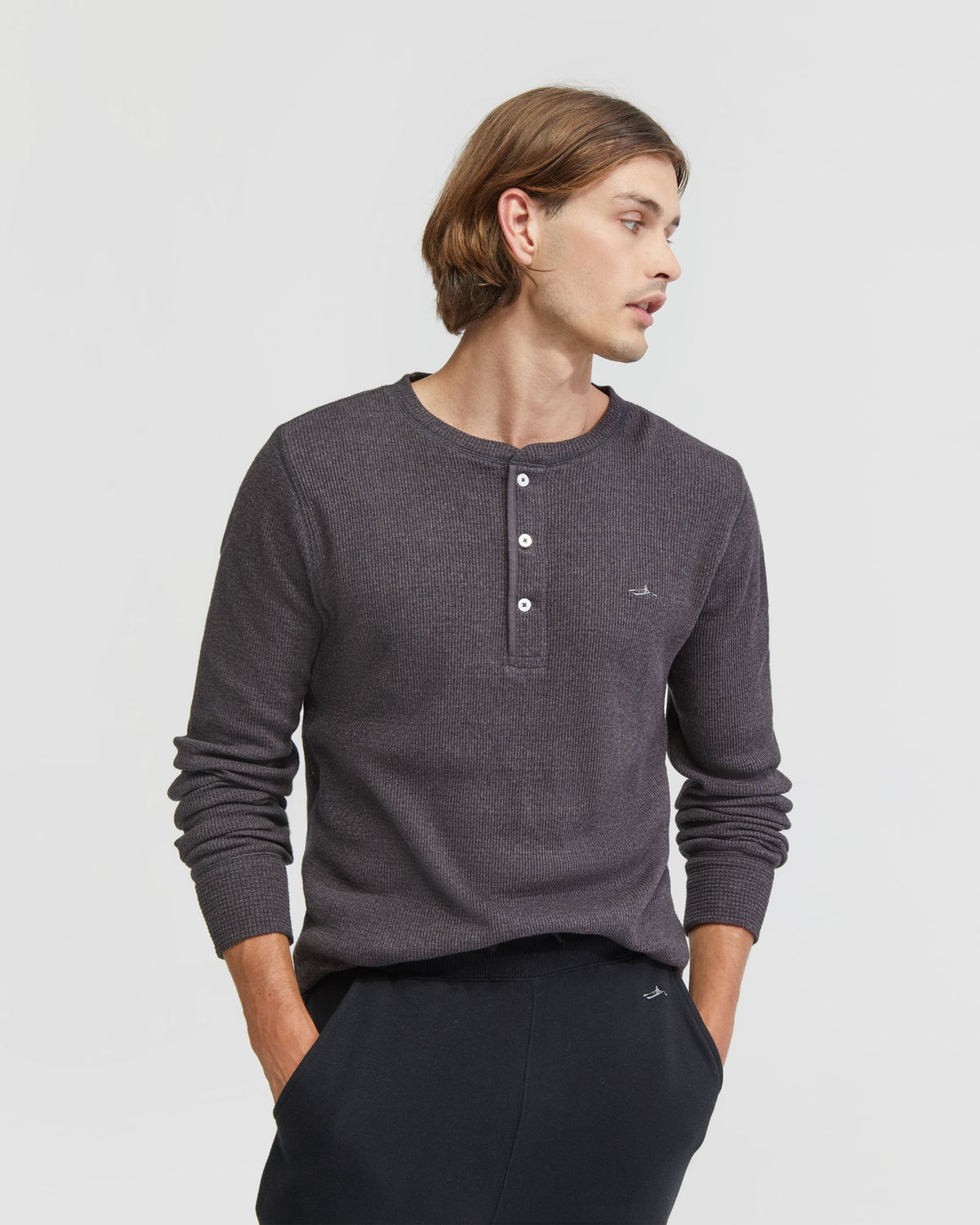 HENRY ORGANIC COTTON WAFFLE LONG SLEEVE TEE MENS KNITS