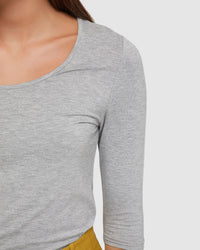 DELILAH SCOOP NECK LONG SLEEVE T-SHIRT WOMENS TOPS