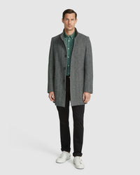 DUNBAR HERRINGBONE WOOL RICH COAT MENS JACKETS AND COATS