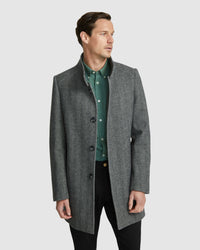 DUNBAR HERRINGBONE WOOL RICH COAT MENS JACKETS AND COATS