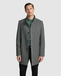 DUNBAR HERRINGBONE WOOL RICH COAT MENS JACKETS AND COATS