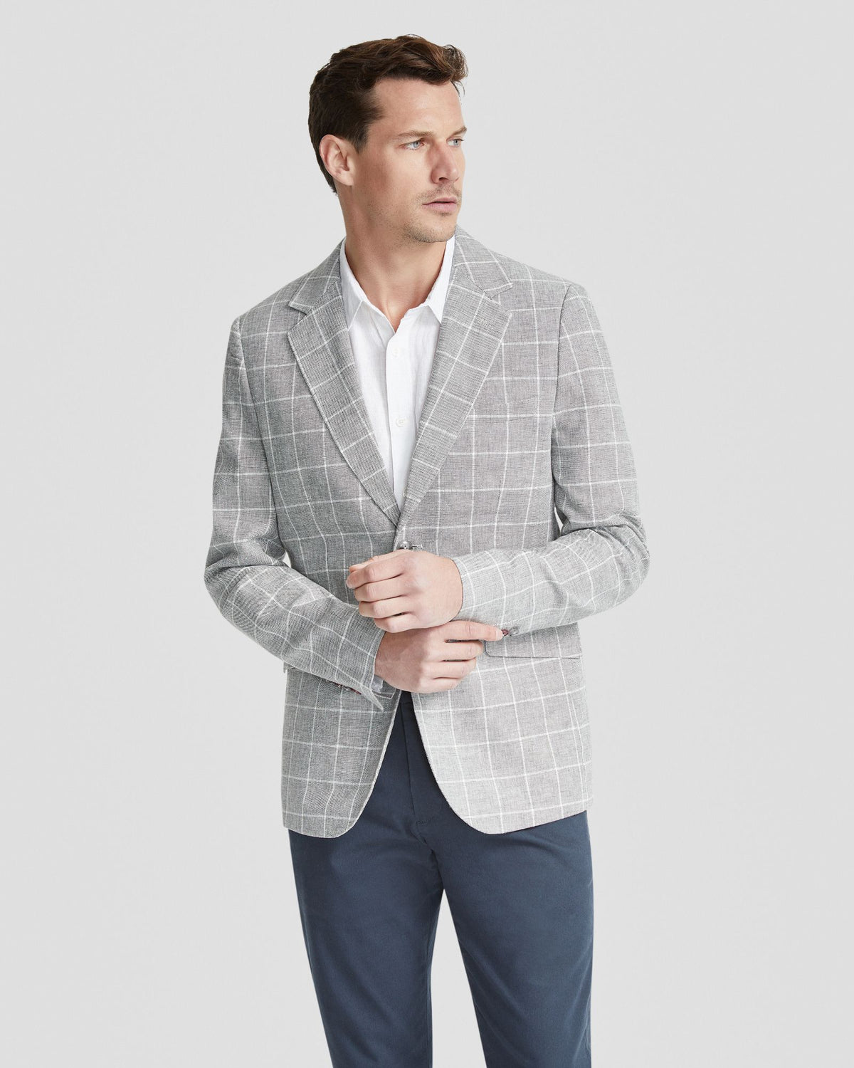 BLAKE LINEN BLEND CHECK BLAZER MENS JACKETS AND COATS