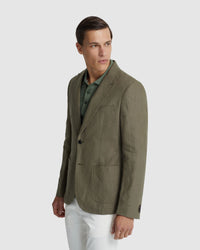 MILTON LINEN BLAZER WITH PEAK LAPEL - AVAILABLE ~ 1-2 weeks MENS JACKETS AND COATS